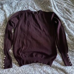 Long Sleeve Purple Sweater with Pearls